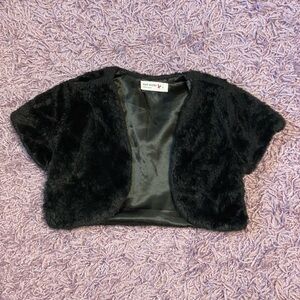 Girls faux fur cropped dress jacket size 6